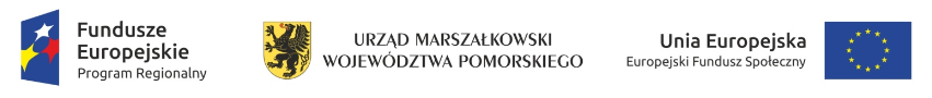 logo fundusze europejskie - program regionalny, logo urzędu marszałkowskiego województwa pomorskiego, logo europejskiego funduszu społecznego unii europejskiej